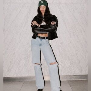 ABERCROMBIE & FITCH Curve Love Low Rise Baggy Distressed Jeans Sz 28